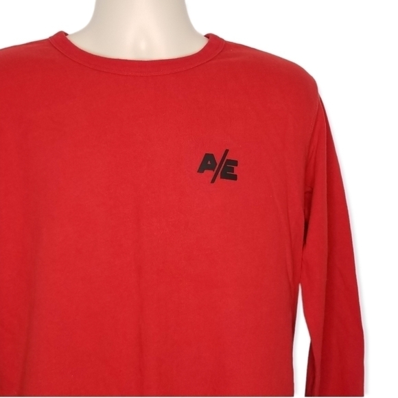 American Eagle Men's Long Sleeve Red Logo Sweatshirt Size M - Picture 2 of 6